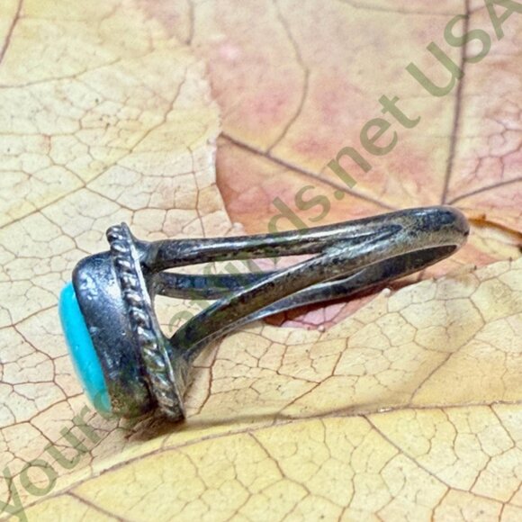 Vintage Navajo Sterling Silver & Turquoise Ring Size 5 - Picture 5 of 5
